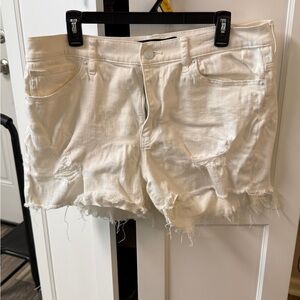 Express Frayed Hem White Jean Shorts